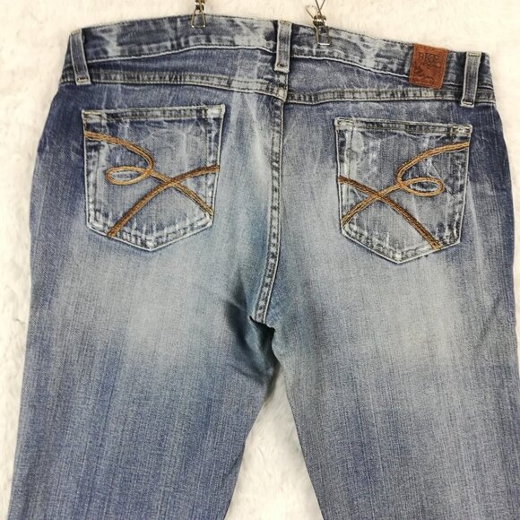 BKE Womens Jeans Star Stretch Flare Blue Denim Stone Wash Low Rise 32‎ - Picture 8 of 15
